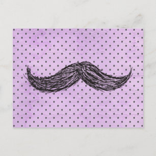 Carte Postale Dessin    DrôleMoustache Avec Pois Violets