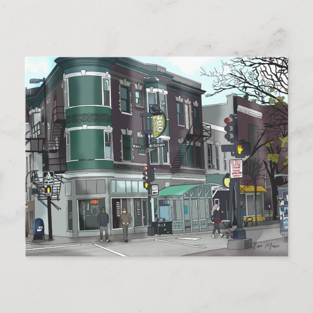 Carte Postale Dessin du centre de Madison, Wisconsin (Devant)