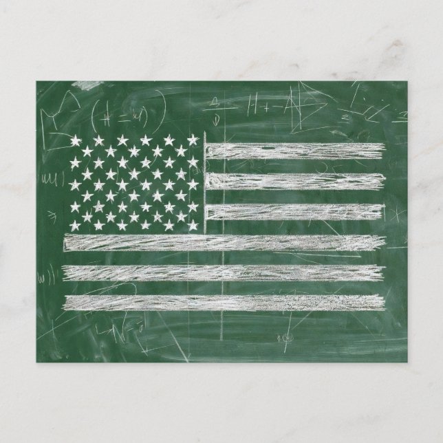 Carte Postale Dessin du drapeau américain sur tableau noir (dess (Devant)
