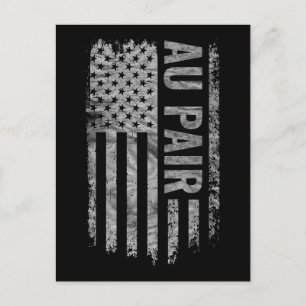 Carte Postale Dessin du drapeau USA en détresse Au Pair
