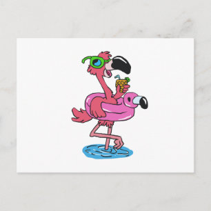 Carte Postale Dessin du Flamant rose d'été   choisir la couleur 