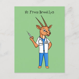 Carte Postale Dessin du médecin de l'antilope Cute Gemsbok