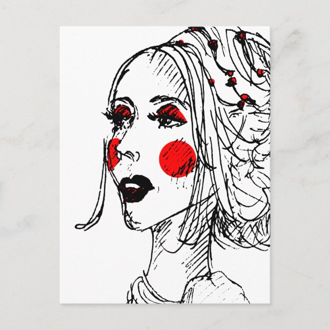 Carte Postale Dessin du modèle mode (Devant)