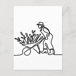 Carte Postale dessin d'un agriculteur ou d'un jardinier