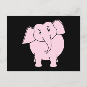 Carte Postale Dessin d'un éléphant rose