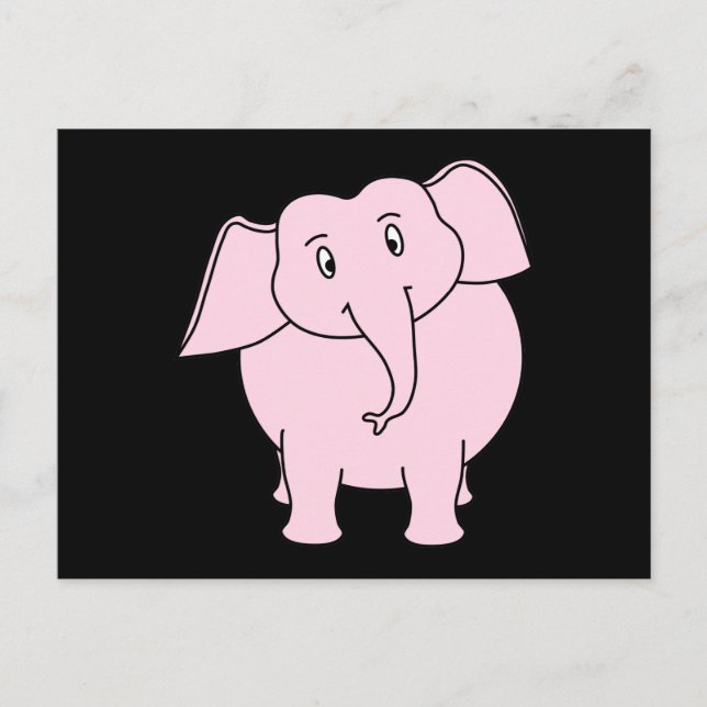 Carte Postale Dessin d'un éléphant rose (Devant)