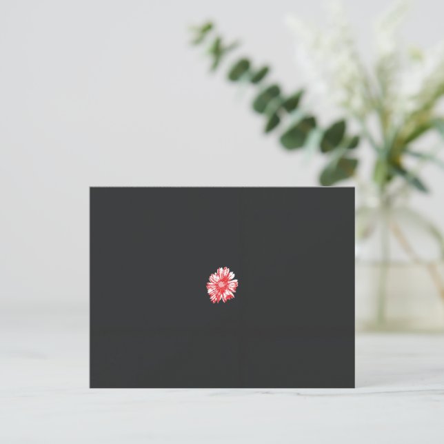 Carte Postale dessin d'une fleur rouge sur un arrière - plan bla (Debout devant)