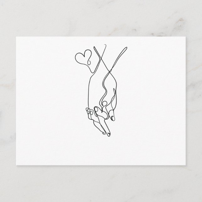 Carte Postale Dessin d'une ligne Händchen halten (Devant)