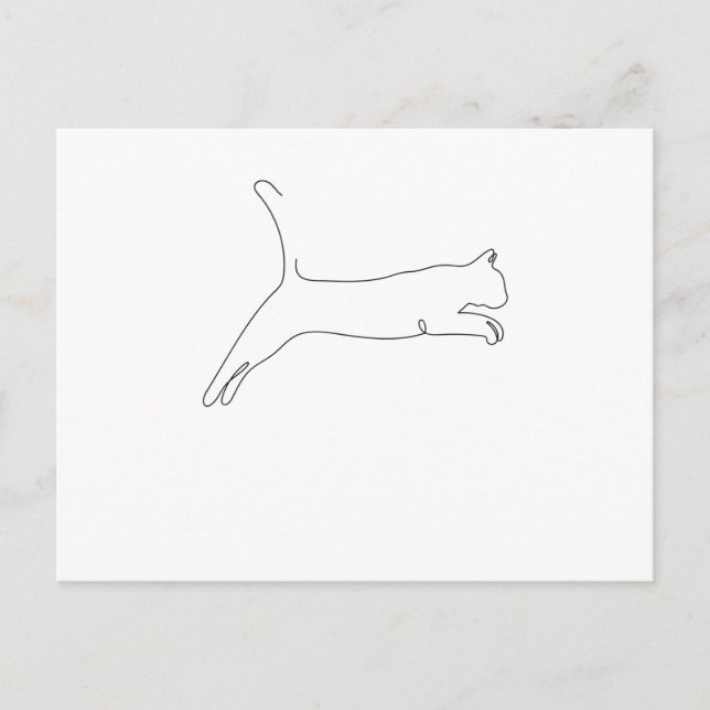 Carte Postale Dessin d'une ligne Katze springingt unique (Devant)