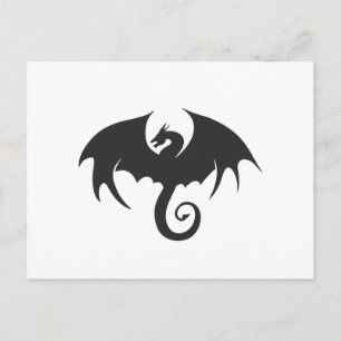 Carte Postale Dessin d'une silhouette de dragon noir
