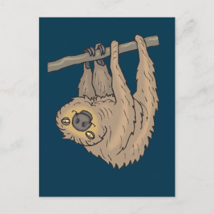 Carte Postale Dessin d'une Sloth pendue à l'envers