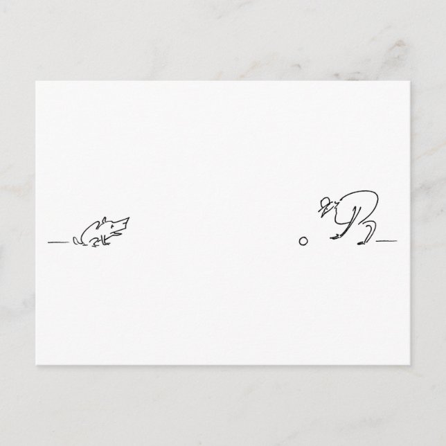 Carte Postale Dessin En Ligne Whimsique D'Un Chien Jouant À Un P (Devant)