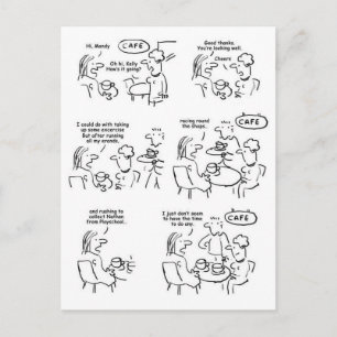 Carte Postale Dessin humoristique de femmes dans un café