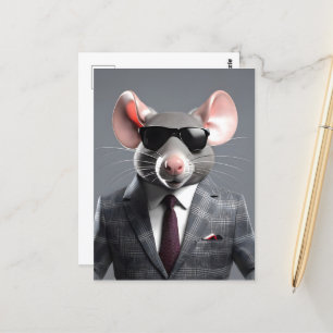 Carte Postale dessin humoristique de souris