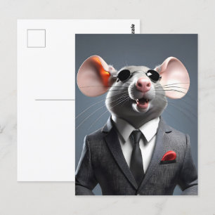 Carte Postale dessin humoristique de souris