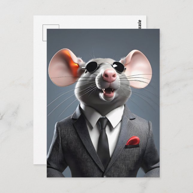 Carte Postale dessin humoristique de souris (Devant / Derrière)