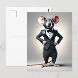 Carte Postale dessin humoristique de souris