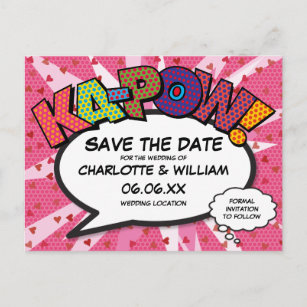 Carte Postale Dessin humoristique moderne KAPOW Pink Enregistrer