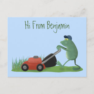 Carte Postale Dessin humoristique sur la pelouse des grenouilles