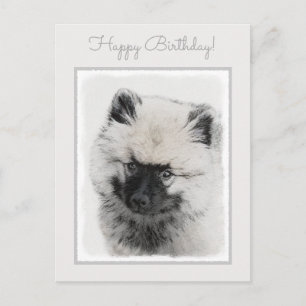 Carte Postale Dessin Keeshond Chiot - Joli dessin original Chien