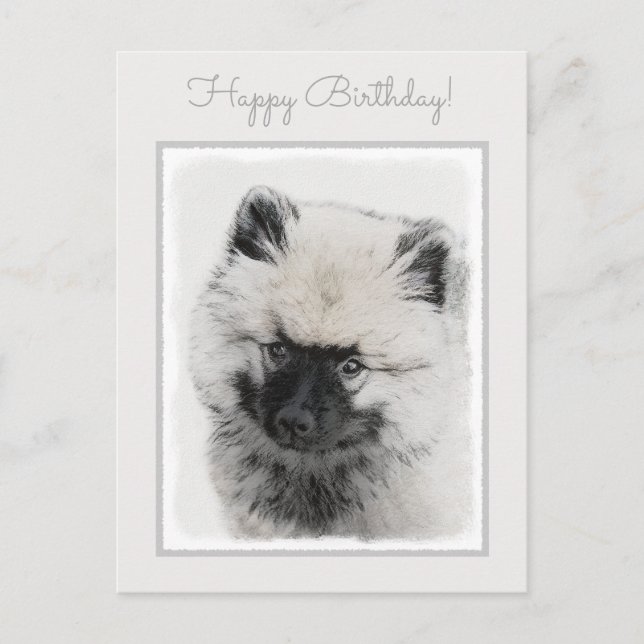 Carte Postale Dessin Keeshond Chiot - Joli dessin original Chien (Devant)