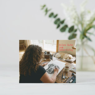 Carte Postale Dessin Labrador pour anniversaire 