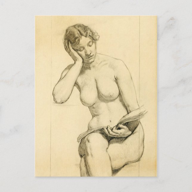 Carte Postale Dessin - lecture féminine (Devant)