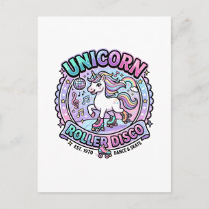 Carte Postale Dessin licorne roller disco POD prêt pour le march