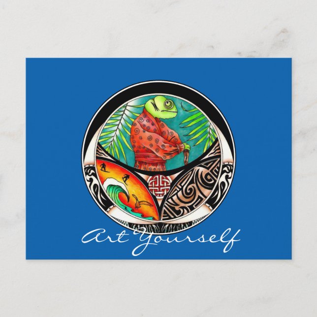 Carte Postale Dessin Lizard Kung Fu (Devant)