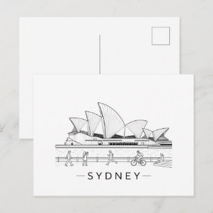 Carte Postale Dessin minimaliste de la Maison de l'Opéra de Sydn