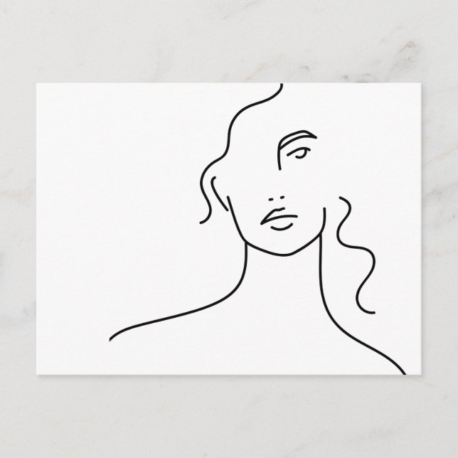 Carte Postale Dessin minimaliste de visage en ligne (Devant)
