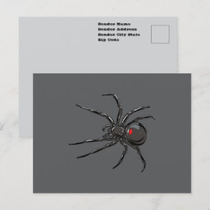 Carte Postale Dessin Original Araignée Veuve Noire Art