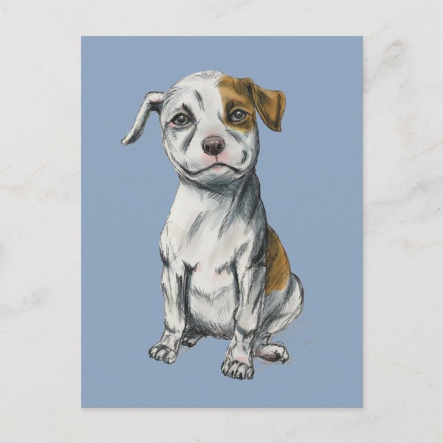 Carte Postale Dessin Pit Bull Puppy (Devant)