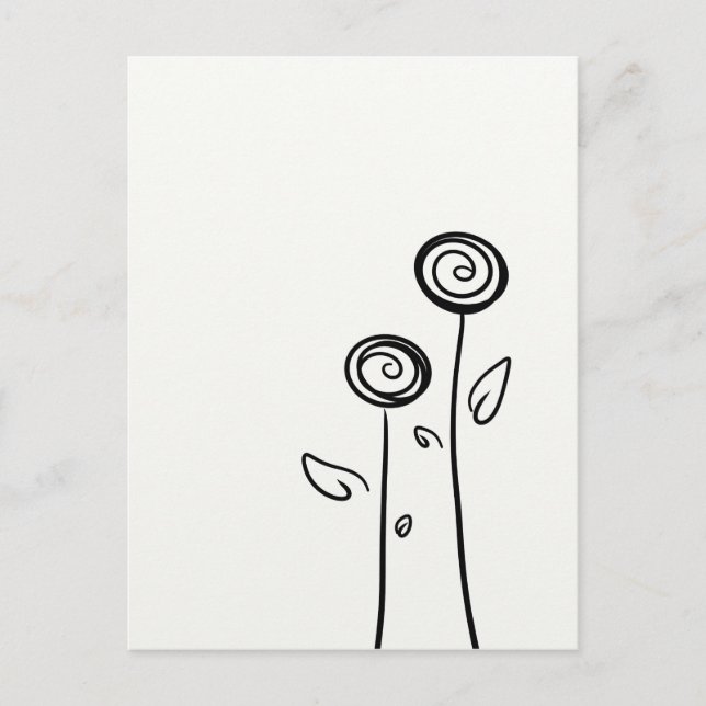 Carte Postale Dessin simple à deux fleurs (Devant)