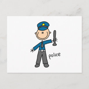 Carte Postale Dessin Simplifié d'Agent de Police