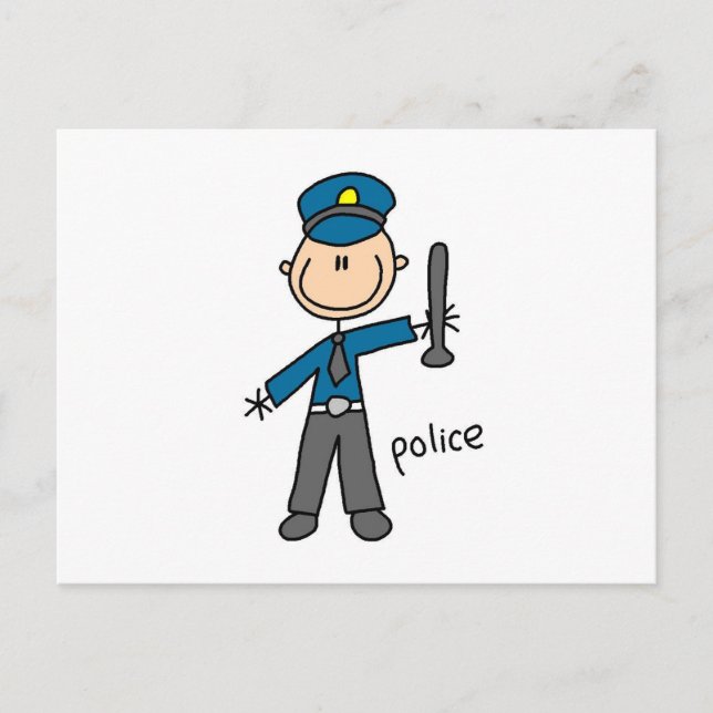 Carte Postale Dessin Simplifié d'Agent de Police (Devant)
