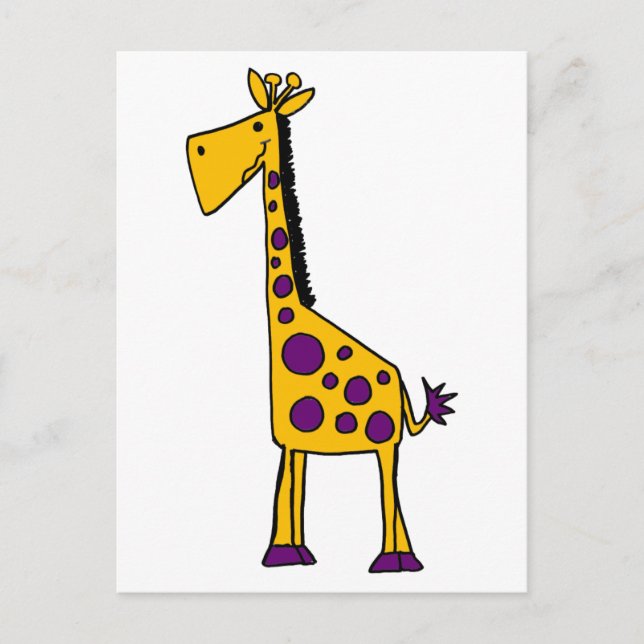 Carte Postale Dessin sur la girafe jaune et violette (Devant)