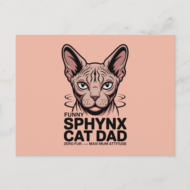 Carte Postale Dessin vectoriel drôle de papa chat Sphynx (Devant)