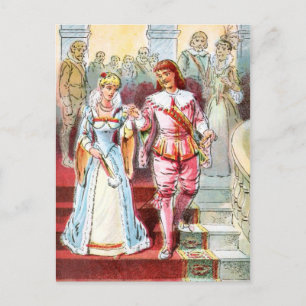 Carte Postale Dessin vintage : Cendrillon et le Prince