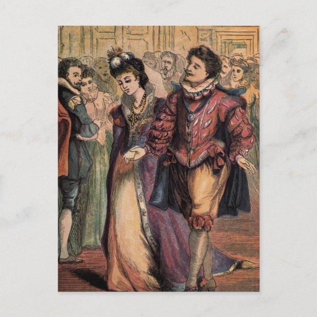 Carte Postale Dessin vintage : Cendrillon et le Prince (Devant)