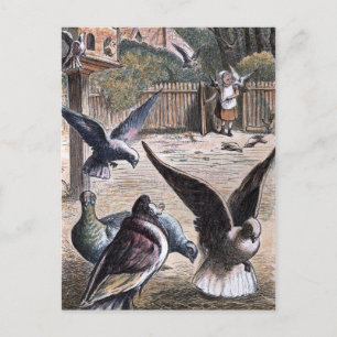 Carte Postale Dessin vintage : Chiens de transport