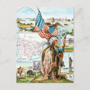 Carte Postale Dessin vintage : Collage USA