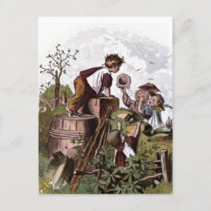 Carte Postale Dessin vintage :  Jouer aux enfants