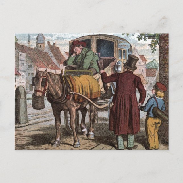 Carte Postale Dessin vintage : Le Vieux Transport (Devant)