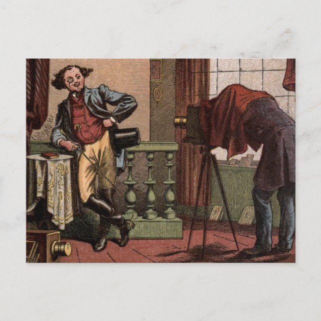 Carte Postale Dessin vintage : Photographe antique (Devant)