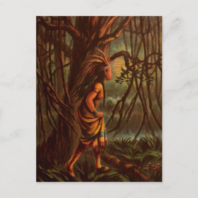 Carte Postale Dessin vintage : Pocahontas, La princesse indienne (Devant)