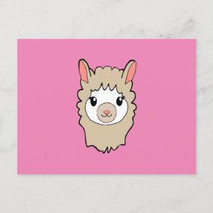 Carte Postale Dessin Visage Llama Rose