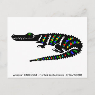 Carte Postale Dessiné à la main - CROCODILE -Conservation -Repti