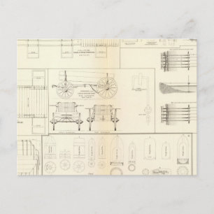 Carte Postale Dessins bateaux, ponts, chariots, projectiles