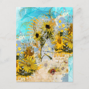 Carte Postale Dessous de verre de tournesols peints